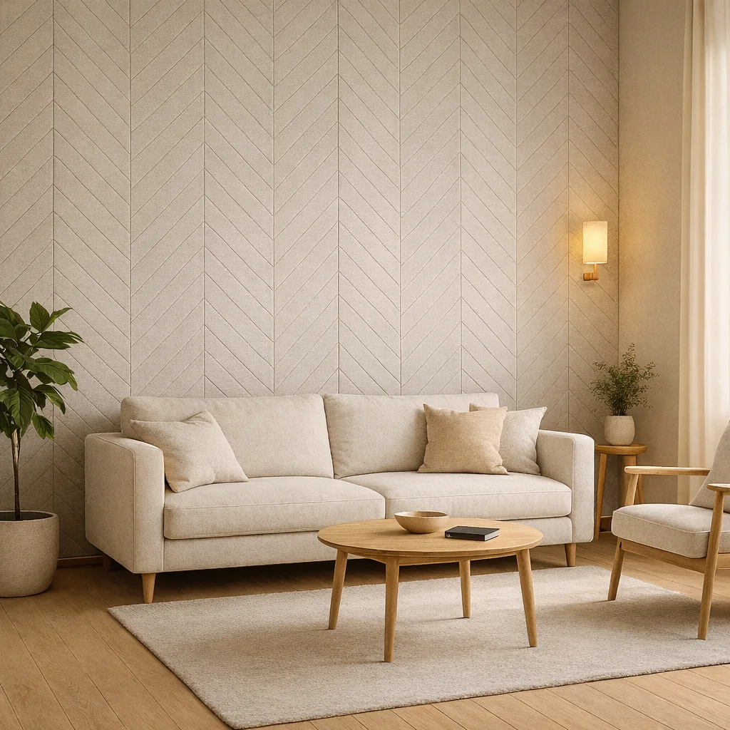 Natural warm material palette in a contemporary living space
